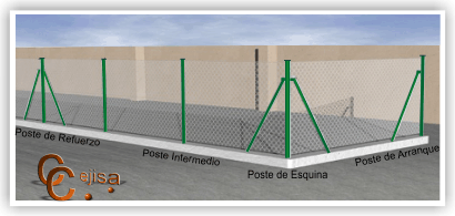 Postes galvanizados para malla de simple torsión Postes galvanizados para malla de simple torsión