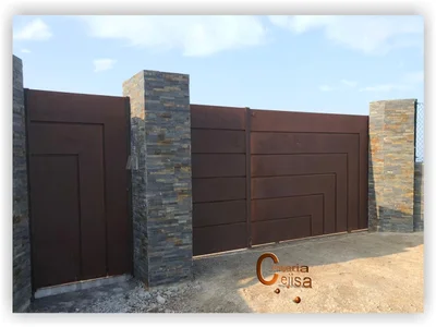 Portón de vehículos en acero corten P74G