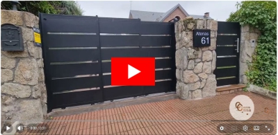 Video Puertas corredera y peatonal en bandejas con inox P91G